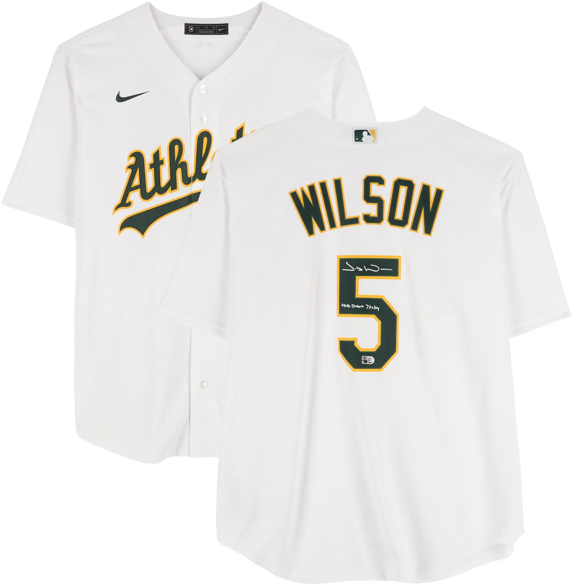 Jacob Wilson Oakland Athletics Autographed White Nike Replica Jersey with "MLB Debut 7-10-24" Inscription - Fanatics Authentic Certified