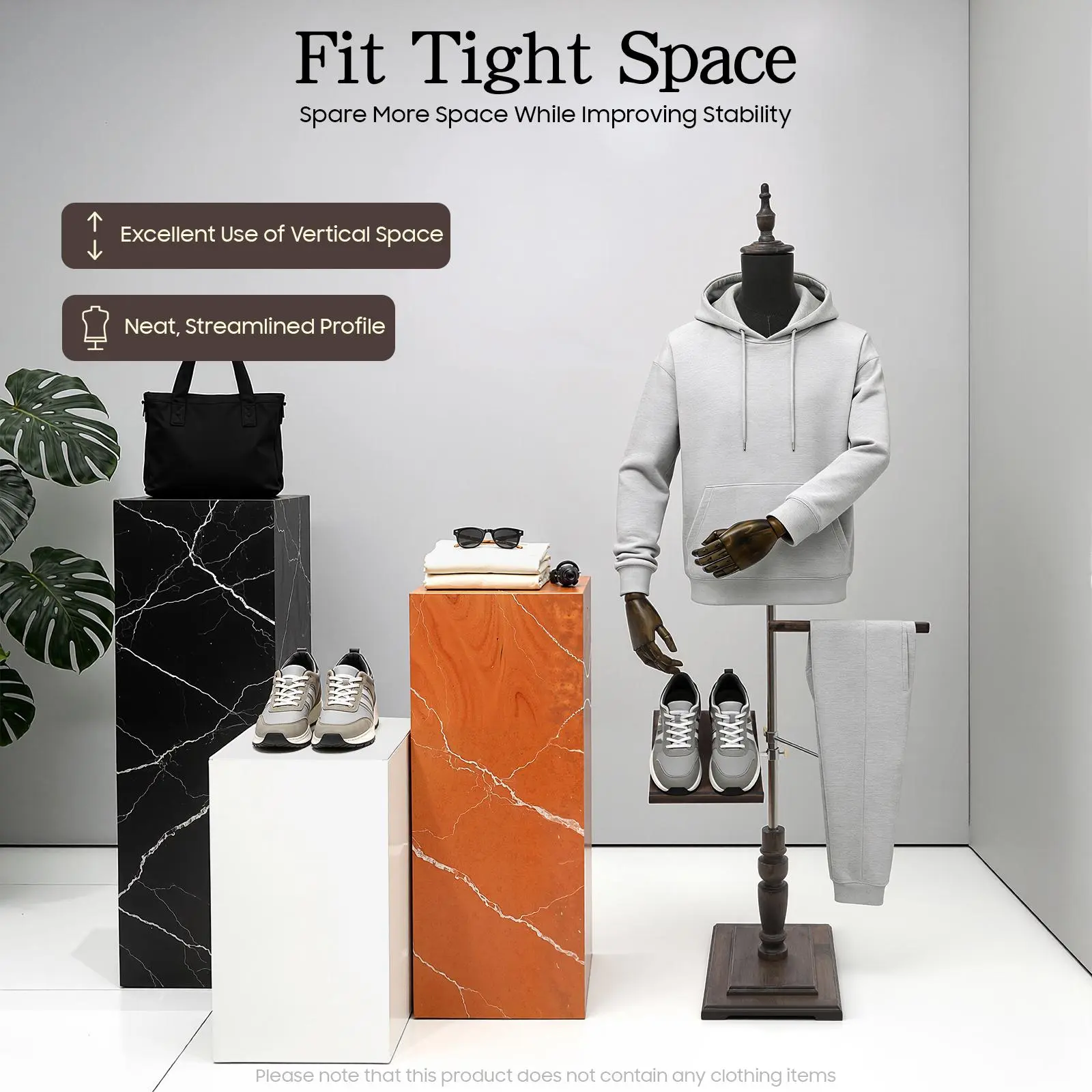 1* Male Adjustable-Height Dress Form with Steel Frame, Detachable Movable Arms, 1* 180° Tiltable Shoe Rest, Defined Height Range - Linen Mixed Materials Mannequin for Clothes Display Stores, Tailor Shop Clothing Display, Graduation Gift