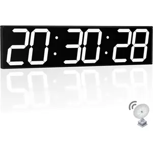 28.4'Large Digital Wall Clock,Automic Digital Clock with ,Clendar and Termperature,Auto Time Sync with Easy , Big Timer with Countdown and Countup (White)