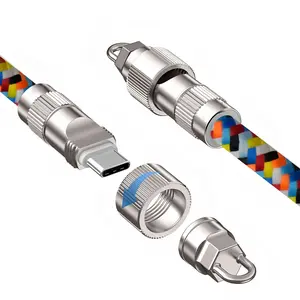 Two-In-One Phone Lanyard Charging Cable, Braided Anti-Loss Strap Pd240w, Apple Data Line & Android Charger, Fast Charge Type-C, Fast Charging Supported, 0.3m Wristband, 1.2m Hanging Cord, Super Fast Charger