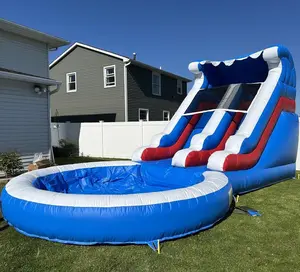 24FT(L) Commercial Inflatable Water Slide for Adults, Inflatable Water Slide for Big Kids 8-12, with Pool & 1100W Blower - 100% PVC Vinyl & Reinforced Strength, Backyard Summer Water Party Wet Dry