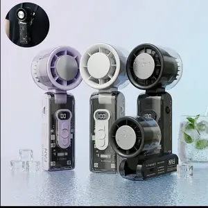 3-in-1 Portable Handheld Turbo Cooling Fan, 5-Speed Adjustable Wind, LED Digital Display, 3600mAh Rechargeable Battery, Hand/Neck/Desktop Mounting Options, Essential for Outdoor Sports & Travel, Portable Handheld Turbo Fan
