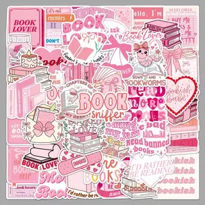 50PCS Reading Stickers for Book Lovers, Inspirational Quotes Waterproof Vinyl Decals for Laptop, Water Bottle, Journaling, Library Aesthetic Bookworm Gifts for Students & Teachers