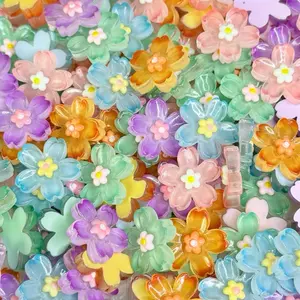 Flower Charms Jelly Translucent Resin Flatback for Cup Lids DIY Scrapbooking Magnets Phone Cases Slime Charms and More Mixed Colors 25 Pieces