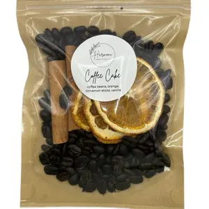 Harmoni Clean Living Co Coffee Cake Scented Stovetop Potpourri with Coffee Beans Orange Cinnamon Sticks Vanilla Shelf Stable Non Toxic All Natural Fragrance