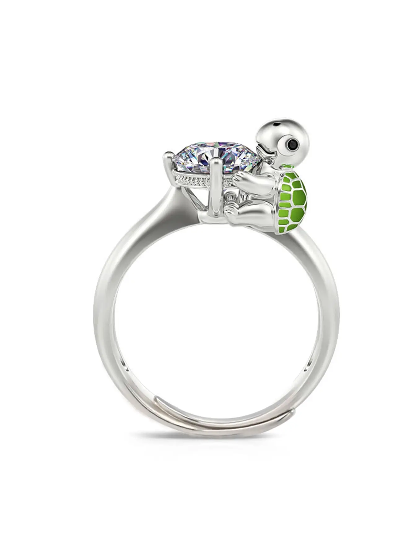 Creative Personalized Ring, Cute Turtle Hugging 1 Carat Zircon Ring, Luxurious Design, Statement Ring, Trendy Jewelry, Unique Rings, Beautiful Rings, Valentine's Day Gift, Birthday Gift for Women