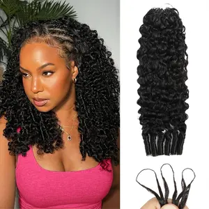 Burmese Curly Feather Crochet Human Hair Knotless Invisible 60g, Pre-Separated Lightweight Curly Crochet Hair , Reusable Miracle Knots Human Crochet Hair for Black Women