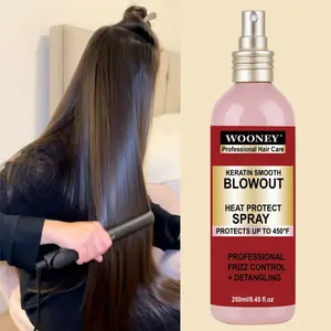 250 ML KERATIN SMOOTH BLOWOUT HEAT PROTECT SPRAY & Frizz Control Keratin Smooth Blowout Spray and Silk Serum Protecting Heat Spray PROTECTS UP TO 450°F PROFESSIONAL FRIZZ CONTROL DETANGLING, Haircare