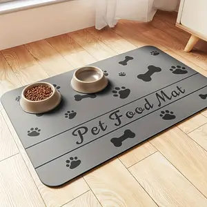 Pet Feeding Mat Absorbent Pet Pad for Food and Water Bowls, Waterproof Rubber Bottom, Quick Drying, Suitable for Dogs and Cats