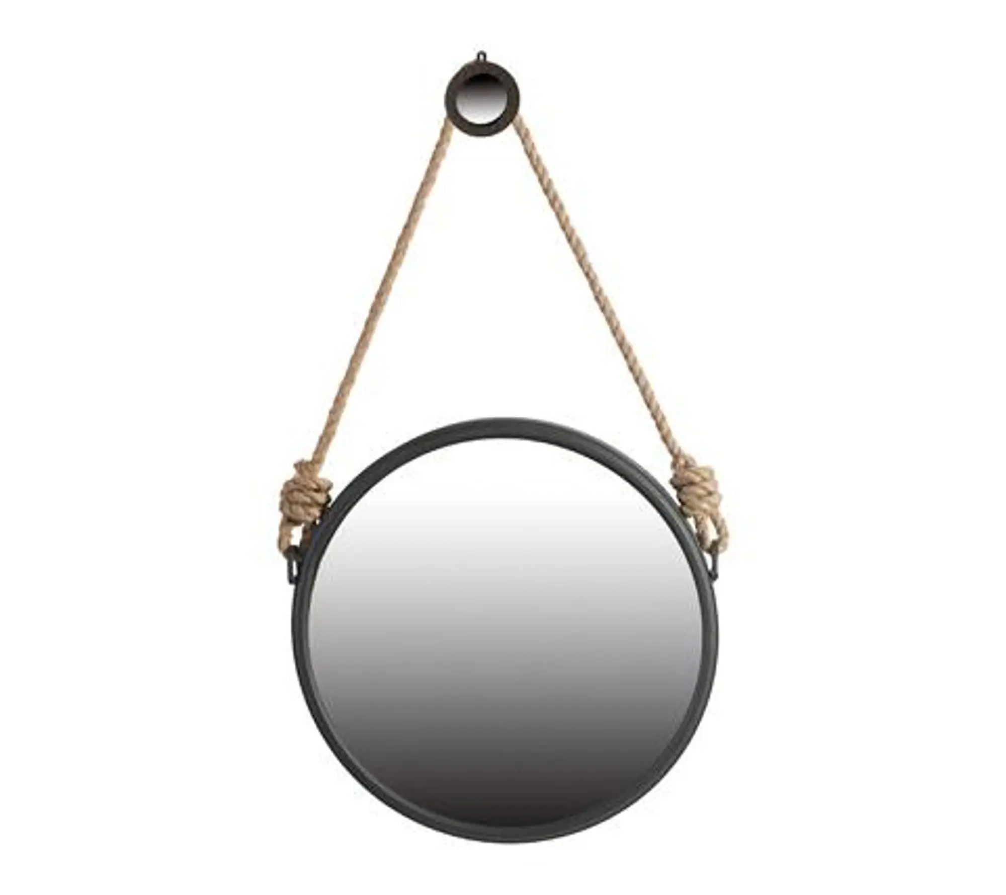 HomeRoots Black & Silver Round Accent Metal Wall Mirror
