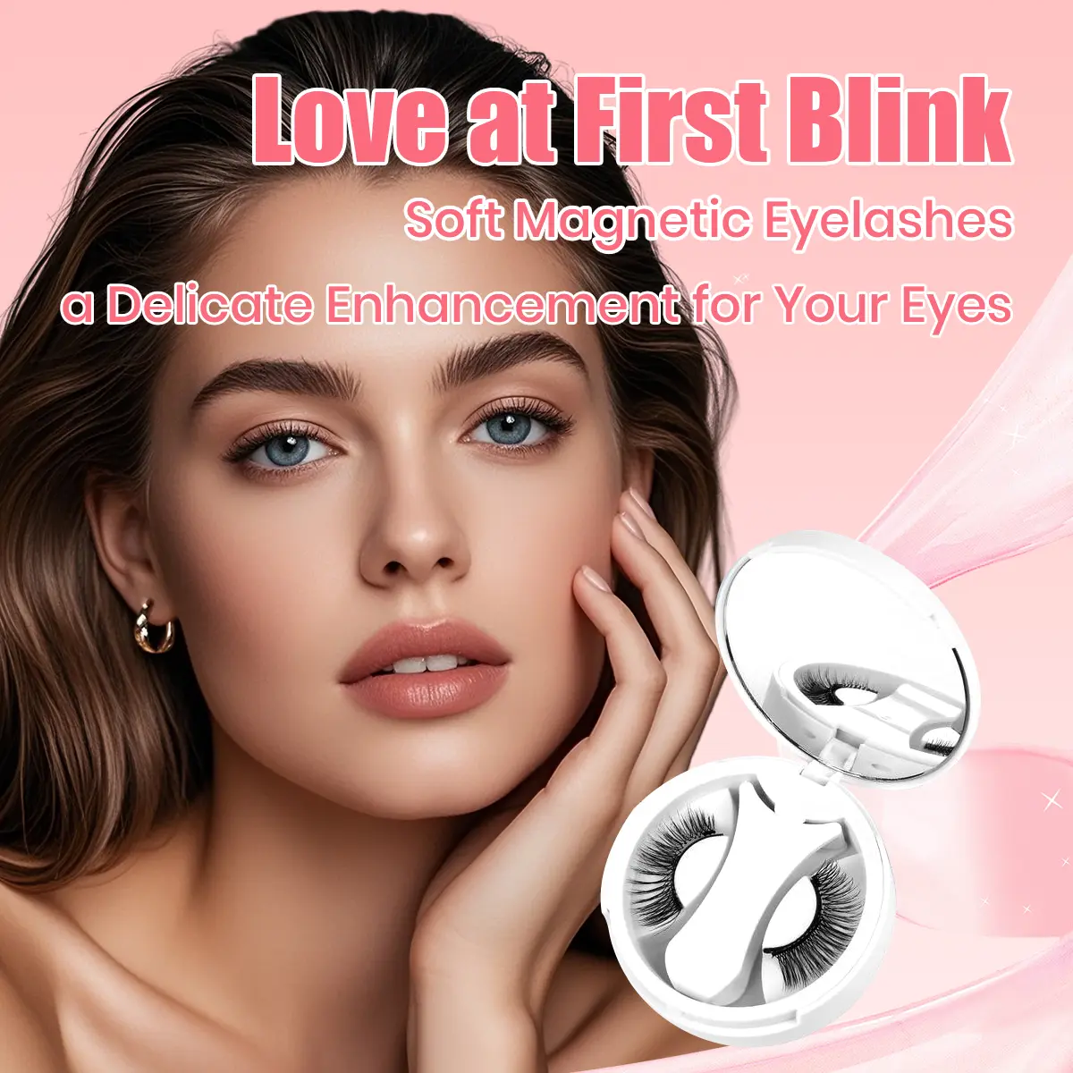 Soft Magnetic Eyelashes All-in-One Kit with Applicator, Reusable Magnetic Lashes without Eyeliner, Glue-free False Lashes, Waterproof, Lightweight, Suit for Natural Makeup Cleanser Cosmetic