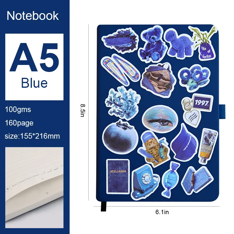 【Back To School】Masterben 6-Pieces A5 Compact Hardcover Lined Notebook, 160 Pages 100GSM Ink-Proof Thick Paper, Waterproof Cover, Flat Open School Office Writing Journal