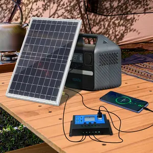 Portable Solar Panel with 60A/100A Controller, 1 Set 10W Solar Panel Charger, Outdoor Solar Panel Kit for Mobile Power, Camping, Hiking, Car, Boat, Phone, Monitoring, USB Solar Charging