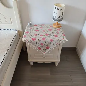1 pc Fresh Cotton Flower Tablecloth, Cute Farmhouse Style, Square and Round Sizes Available, Home Decor for Cabinets and Nightstands