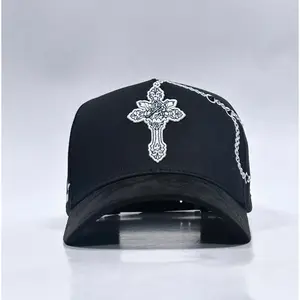 Faith-Based Graphic Rosario-Themed Snapback Hat with Angel Accent, Faith-Based Graphic Hats