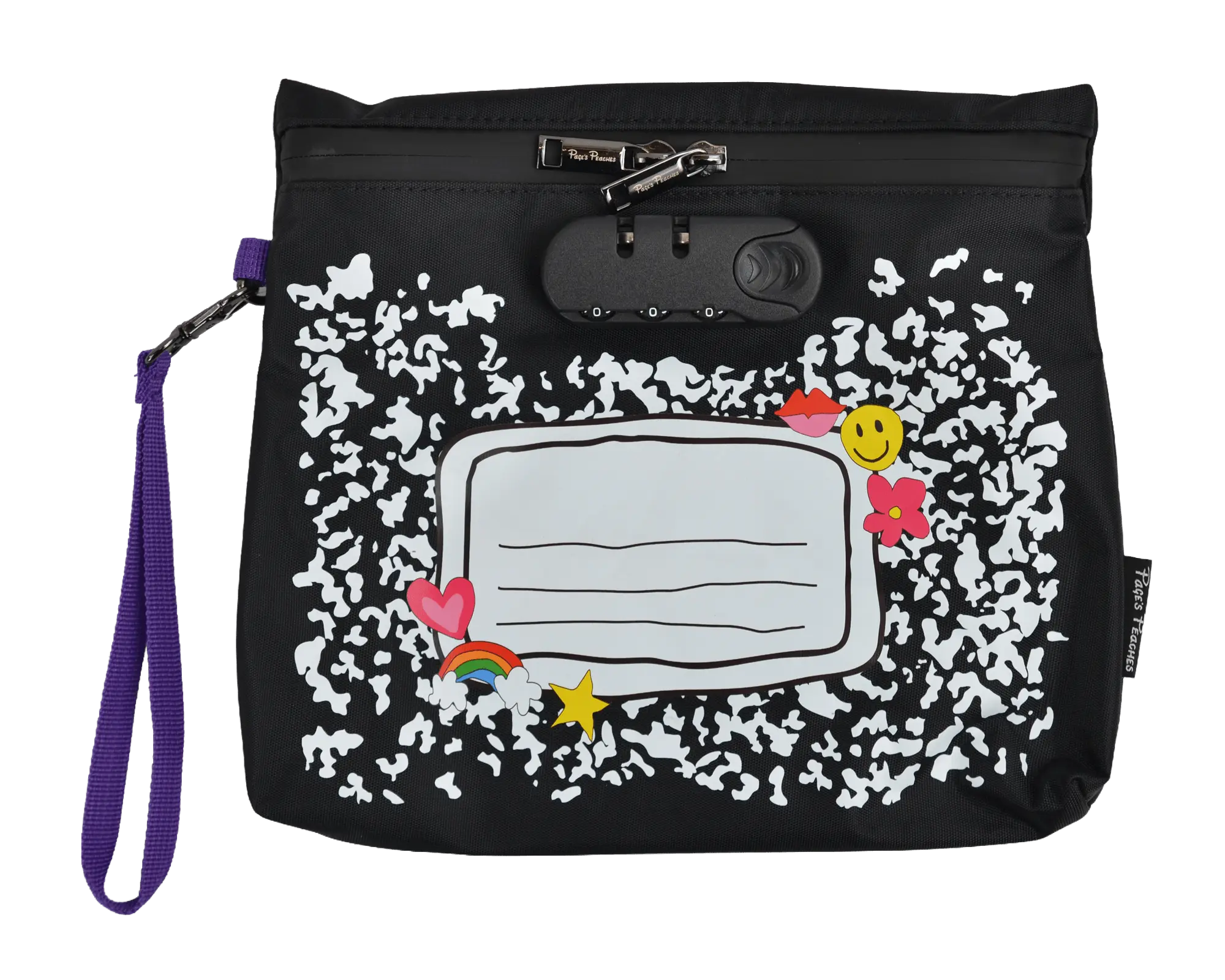 Page's Peaches Smell-Proof Pouch with Activated Carbon Lining 5-Layer Filtration Velcro Flap Locking Zipper & Custom Branding