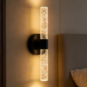 Battery Operated Wall Sconce, Home Wall Decor Bubble Lamp, Supports USB Charging, 3 Colors Adjustable Wireless Crystal Wall Lamp with Remote Control for Living Room Bedroom Bathroom Hallway