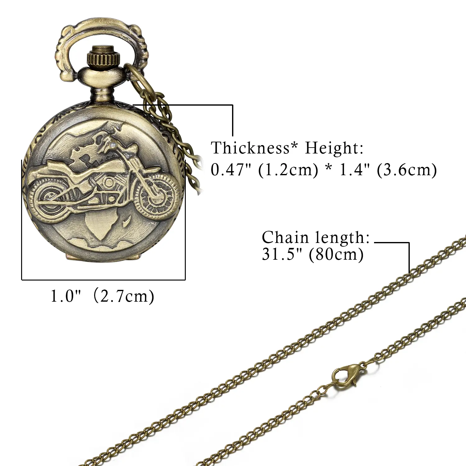 OIDEA Motorcycle Dial Quartz Pocket Watch - Alloy Case, Heirloom Vintage-Inspired & Ultra-Thin Mini Pocket & Fob Watch, Unisex Sweater Chain Necklace Pendant Timepiece, Heirloom Vintage-Inspired Pocket & Fob Watches, Ultra-Thin Mini Pocket & Fob Watches