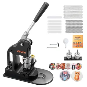 【Father's Day】VEVOR Button Maker Machine, 1 in, Pin Maker Machine with 500pcs Button Parts, Circle Cutter, Hex Wrenches and Magic Book, Ergonomic Handle, for DIY Badges, Personalized Pins and Key Chains, Black