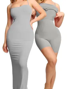 1pc Dress Bodycon Dresses for Women Cocktail Spaghetti Strap Modal Soft Shapewear Dress Party Date Night Long