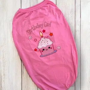 Birthday Girl Dog Shirt - Pink Design with Cute Cupcake Graphic for Celebrations