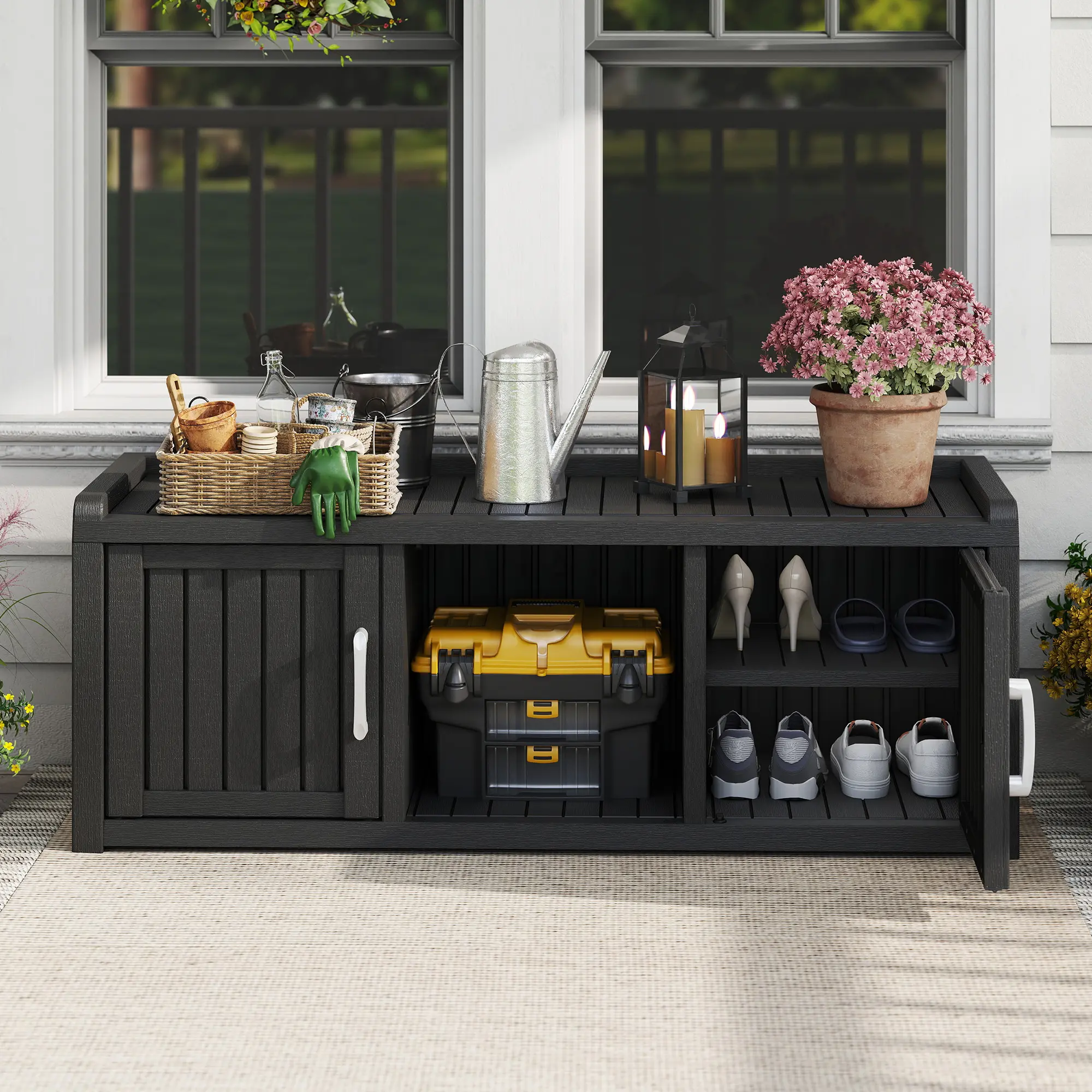 Outdoor Shoe Cabinet – Waterproof, Durable & Spacious Storage, Weatherproof, Rust-Resistant, Garden, Patio, Porch Organizer-Summervibes