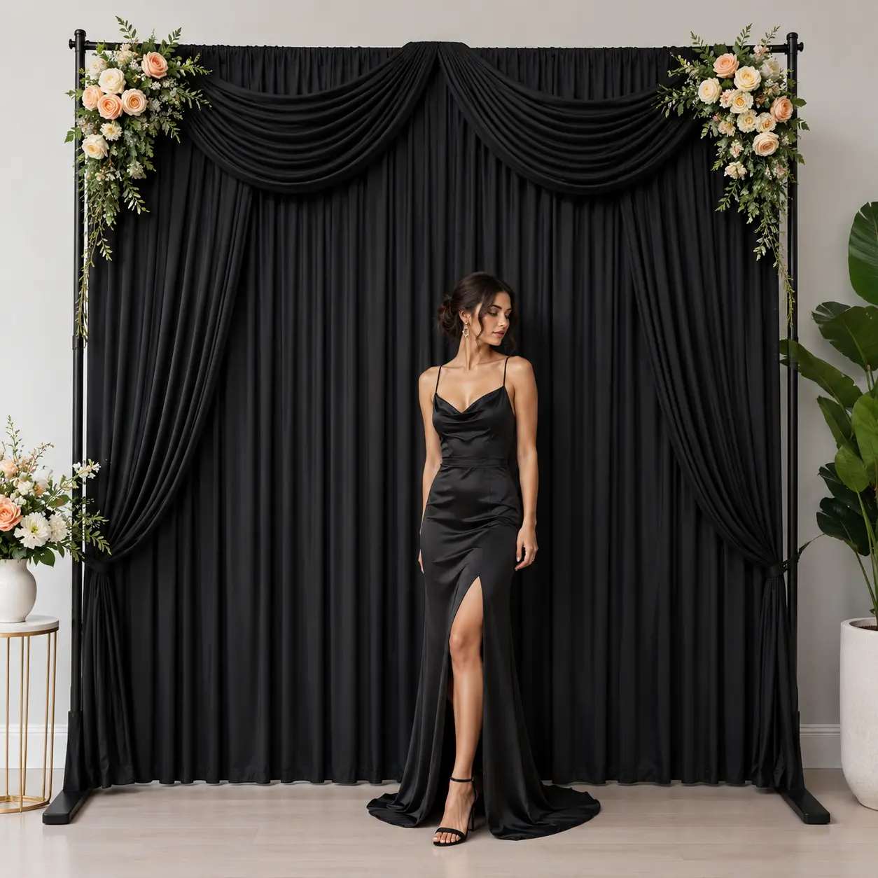 Wrinkle-Free Polyester Backdrop Curtain Set - 6-Pack 5x7ft/5x10ft Fabric Panels, Happy Birthday Backdrop, Party Decor Props for Photoshoot, Home Decor, Summerwins Mid Year Sale Background