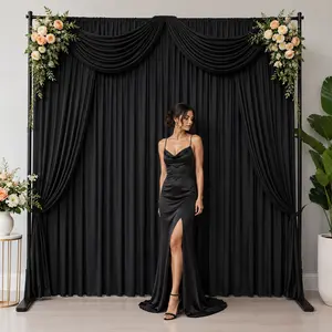 Wrinkle-Free Polyester Backdrop Curtain Set - 6-Pack 5x7ft/5x10ft Fabric Panels for Photoshoot, Wedding, Home Decor, Banners, summerwins Mid Year Sale Background