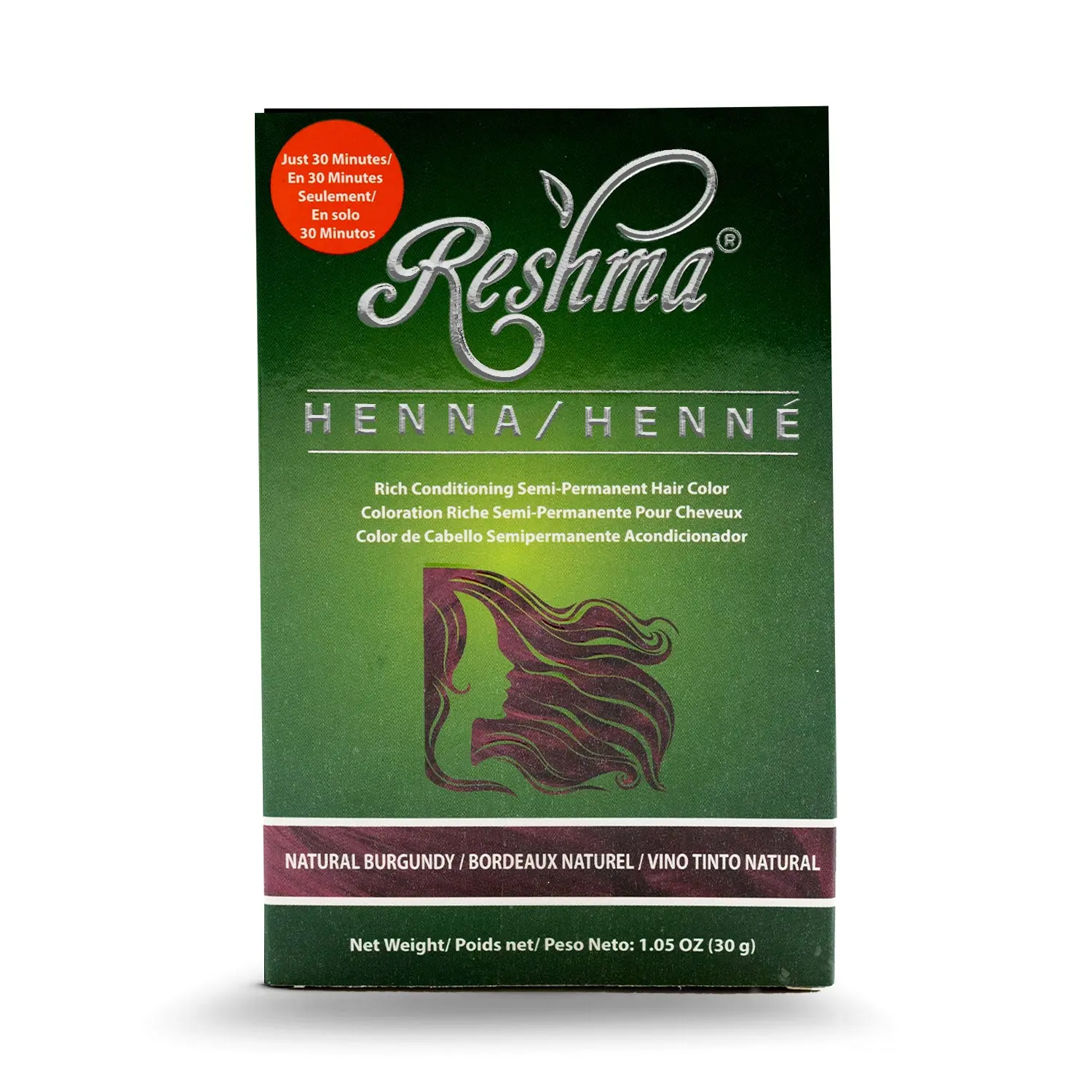 Reshma Beauty 30 Minute Henna Hair Color - Natural Burgundy Semi-Permanent- Haircare