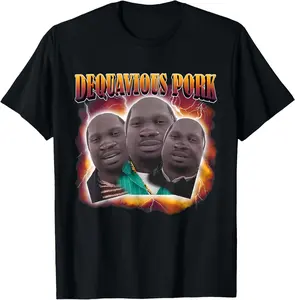 100% CottonDequavious Pork Funny Dank Memes Brainrot Internet Meme T-Shirt