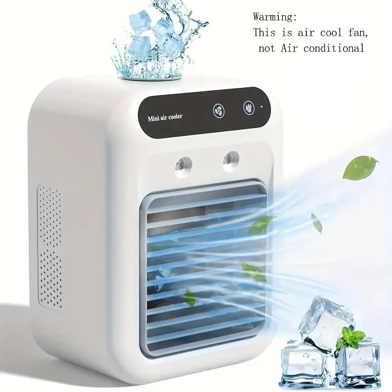 USB Rechargeable Mini Cooling Fan, Portable Desktop Cooler with Lithium Battery, Rechargeable Hand Fan Wireless USB Charging, Ideal for Home Office Do