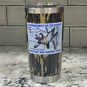 Wood Duck Tumbler Duck Stamp Bottomland Camo Tumbler , Trendy Fathers Day Gift For Dad Tumbler, Water Bottles Stainless Steel Coffee Cup Travel Mug