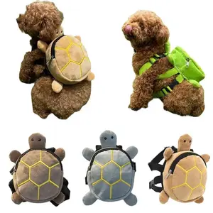 Cute Turtle Shape Dog Backpack Harness, No-Pull Adjustable Pet Harness with D-Ring, Self-Wearing Backpack for Small & Medium Dogs, Ideal for Travel, Camping & Hiking