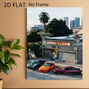 [2D Flat]1pc Classic Car High-Definition Canvas Decorative Painting 11.8* 15.7inch (30* 40cm ) with Wooden Frame - Modern Home Decor, Can Be Directly Hung in Living Room, Bedroom