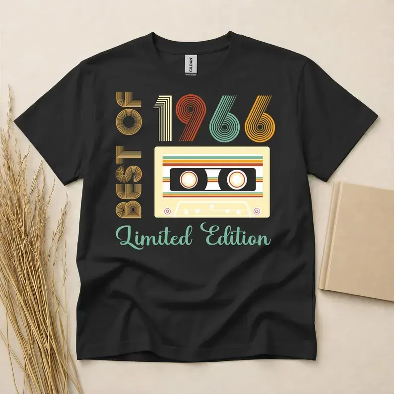 60th Birthday T Shirt Born In 1966 Gift 60 Year Old T-Shirt Vintage Cassette Mixtape Limited Edition Retro Style Tee Sixties Party