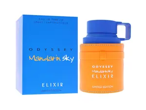 Armaf Odyssey Mandarin Sky Elixir Limited Edition Men's EDP Spray - 3.4 fl oz, Spray-On Non-Toxic Collectible Masculine Fragrance, Woody Citrus Amber Spicy Warm Long-Lasting Scent, Spray-On Men's Fragrance, Citrus Men's Fragrance