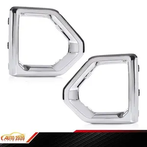 Fit For 19-21 GMC Sierra Denali SLT Front Fog Light Outer Bezel Cover Chrome Set