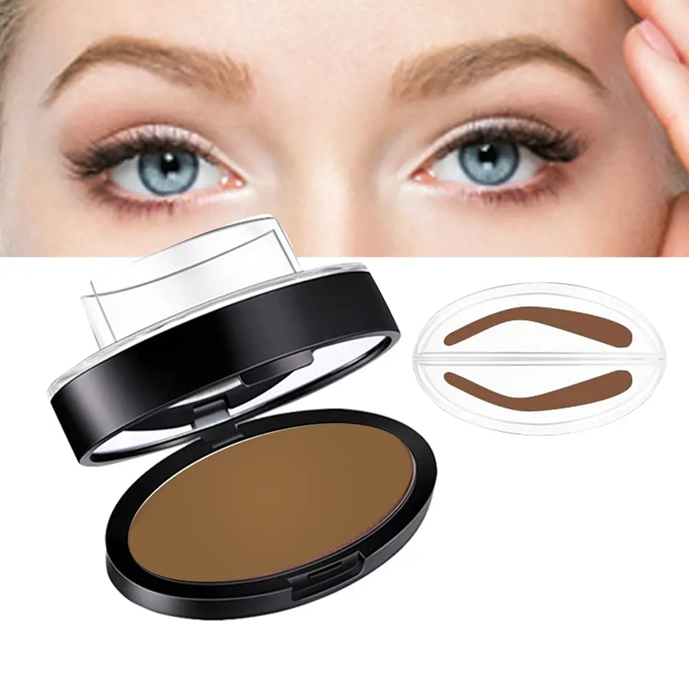 Eyebrow Stamp Powder Perfect Eyebrow Power Seal Nature Brow Stamp Makeup Tool Delicate Eyebrow Shape for Professional and beginner (#5 Light Brown)