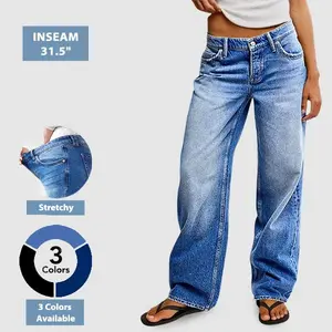 Flamingals Wash Mid Waist Straight Leg Jeans