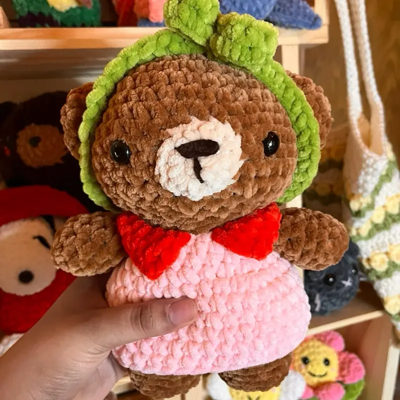 Handmade Crochet Bear in Outfit Plush