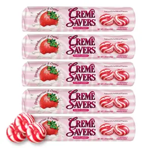Creme Savers Strawberry & Creme Hard Candy – 1.76 oz, 5 Rolls Pack, Nostalgic Creamy Fruit Flavor, Classic Sweet Treat, 90s Candy Favorite