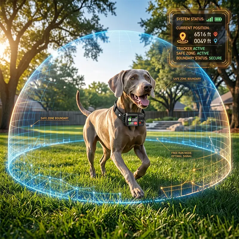 Wireless GPS Dog Fence & Behavior Correction Collar 500-6 - Waterproof, Boundary Control, Beep/Vibration/Shock, No Monthly Charges, Up to 6561FT Outdoor Pet Training System