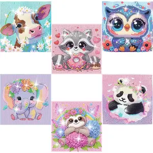 6 Pack Cartoon  Painting Kits for  Beginners, Cute  DIY  Art Kits for , 5D Full Round Drill Big  Arts and Crafts,  Wall Decoration 6x6 inch