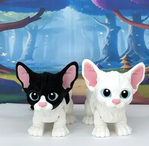 2pcs Articulating 3D Printed Hairless Sphynx Cat, White Posable Sphynx Cat, Gift for Cat Lovers