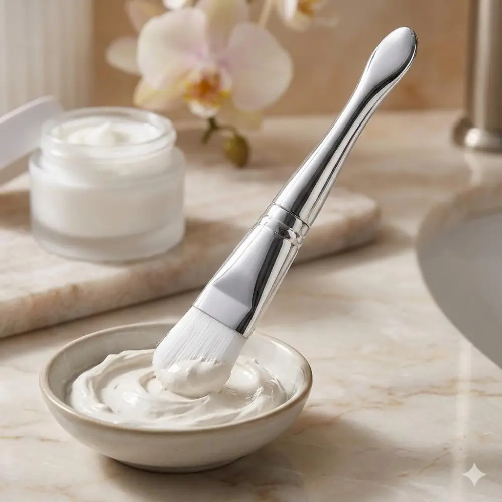 Dual-Ended Silicone Mask Brush Set with Spatula, Precision Applicator for Skincare & Makeup, Ergonomic Non-Slip Handle, Easy-Clean Facial Tool, Wide Flat Head & Measuring Scoop for Serum and Cream.