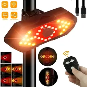 Outdoor Rechargeable Bicycle Tail TurningSignal Light, Bicycle Rear Light, Bicycle SafetyWarning Light,Cycling Accessories 6 in 1 bike turn signal Smart Easy Visibility Compatibility
