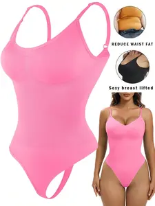 Women's Solid Color Tummy Control Spaghetti Strap Corset Style Shapewear Bodysuit, Breathable Comfortable Shaper, High Stretch Shapewear for Daily Wear, Compression