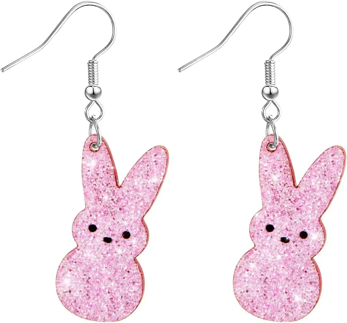 Glitter Easter Bunny Earrings for Women, 3D Rabbit Drop Earrings Lightweight Resin Dangle Earrings  (Pink/Green/Purple/Gold/Blue/Red) Easter Jewelry Gifts for Bunny Lovers, Female