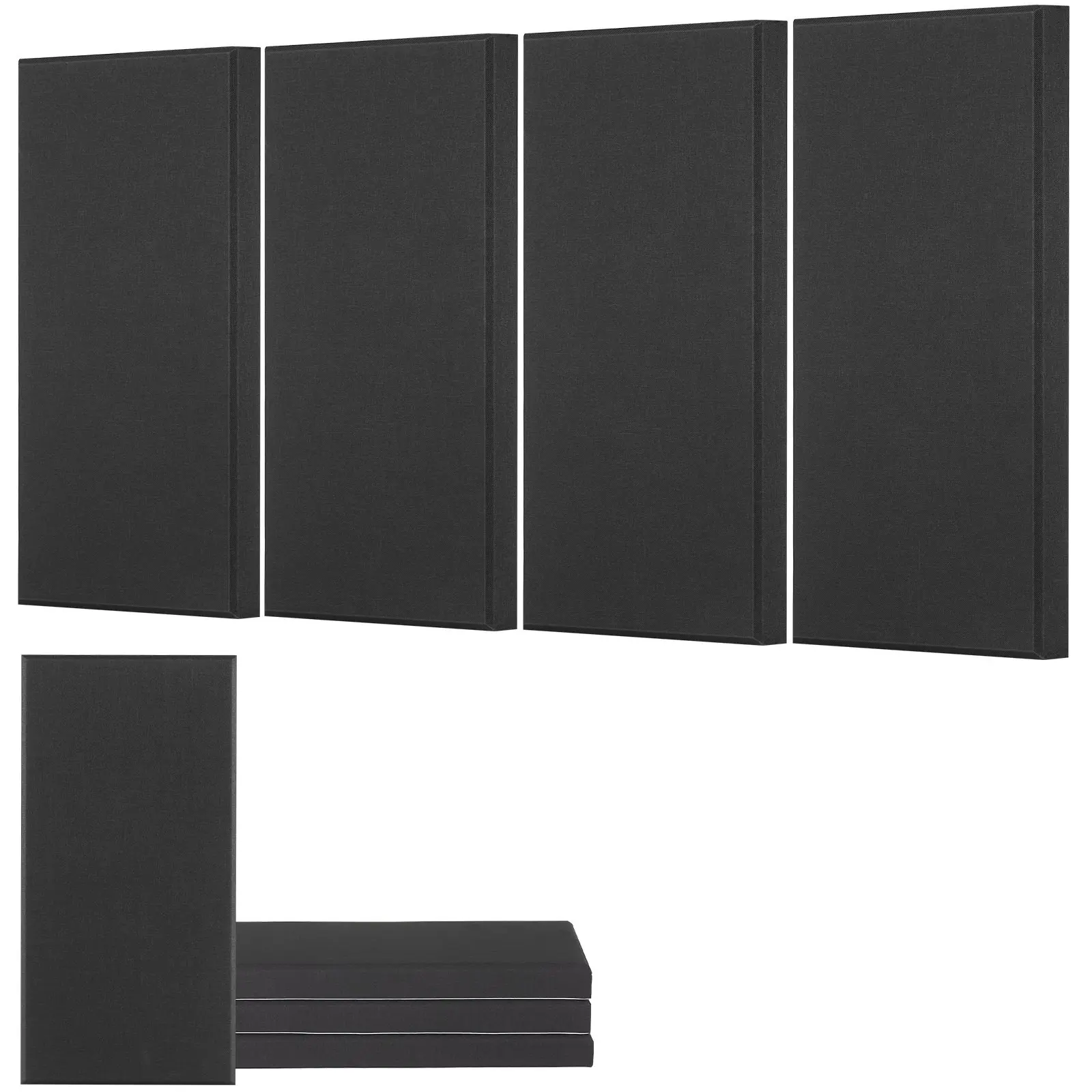 4-Piece 2-Inch Thick Acoustic Wall Panels, 23.6 X 11.8 Inches, Self-Adhesive, Black Sound Absorbing Panels for Home Studio, Office, Living Room, Recording Booth, Music Practice Rooms and Rehearsal Spaces