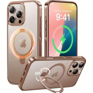 Suitable for iPhone 16/15/14/13/12 Pro Max Plus Series Phone Case, with 360 °   Rotating Magnetic Kickstand [MagSafe Compatible], Slim iPhone Case with Ring Holder